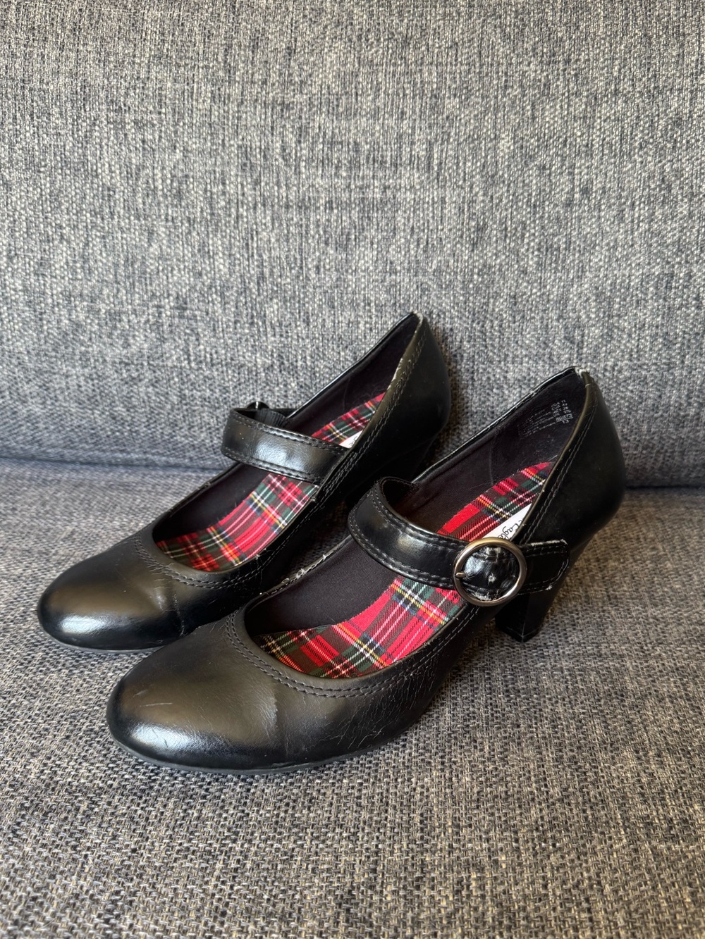 Y2K American Eagle Outfitters Kimmie Mary Jane Heels With Red Tartan Lining